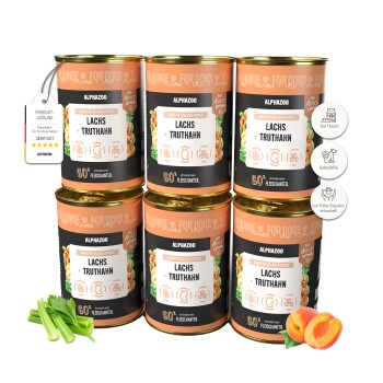 ALPHAZOO Nassfutter Lachs + Truthahn 6 x 400g für Hunde Hundefutter - Nassfutter online kaufen