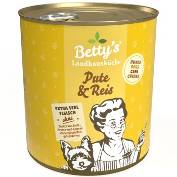 Betty's Landhausküche Pute & Reis 6 x 800g für Hund Hundefutter - Nassfutter online kaufen Betty's Landhausküche Pute & Reis 6 x 800g für Hund Hundefutter - Nassfutter online kaufen