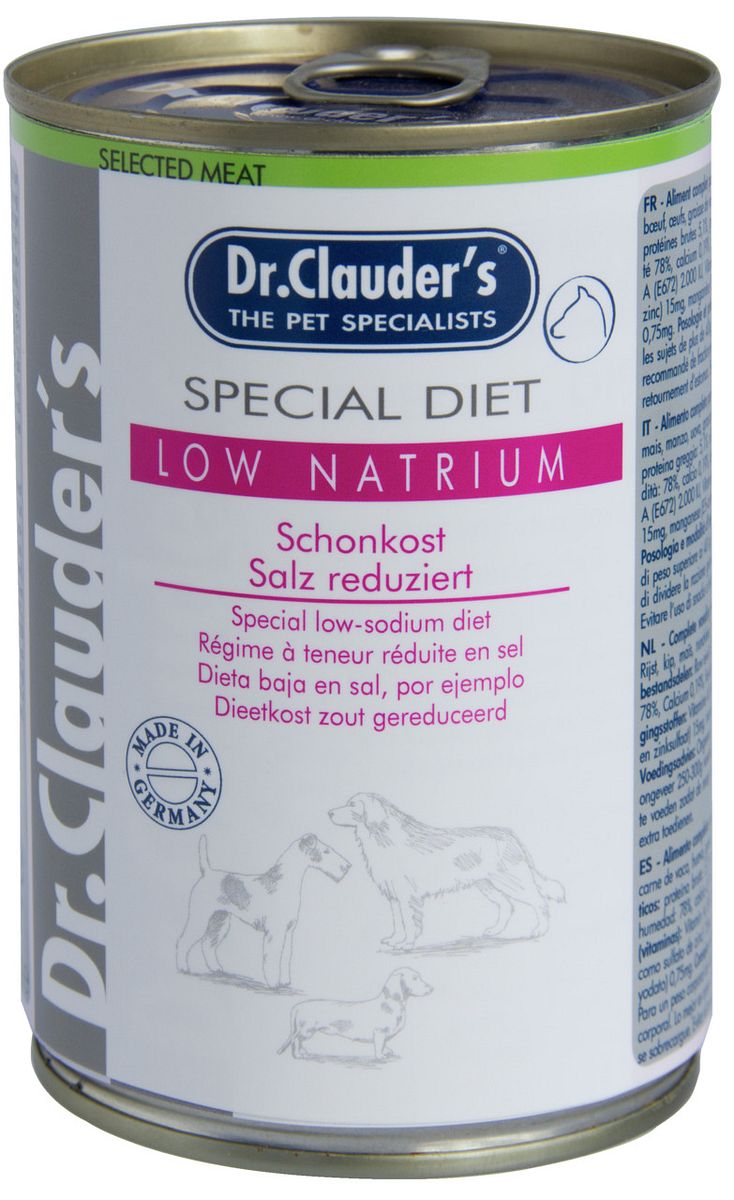 Dr. Clauder's Special Diet Low Natrium 400g Dosen Hundenassfutter Sparpaket Low Natrium 12x400g Hundefutter - Nassfutter Produktbild