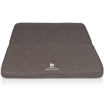 Knuffelwuff Faltbare Reisematte Orthopädisch Roanoke aus Laser gestepptem Kunstleder braun/ grau M-L Hundebetten, Hundesofas, Hundekissen, Hundematten online kaufen