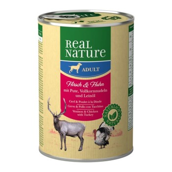 REAL NATURE Original Nassfutter für Hunde Adult Hirsch und Huhn 24x400 g Hundefutter - Nassfutter online kaufen