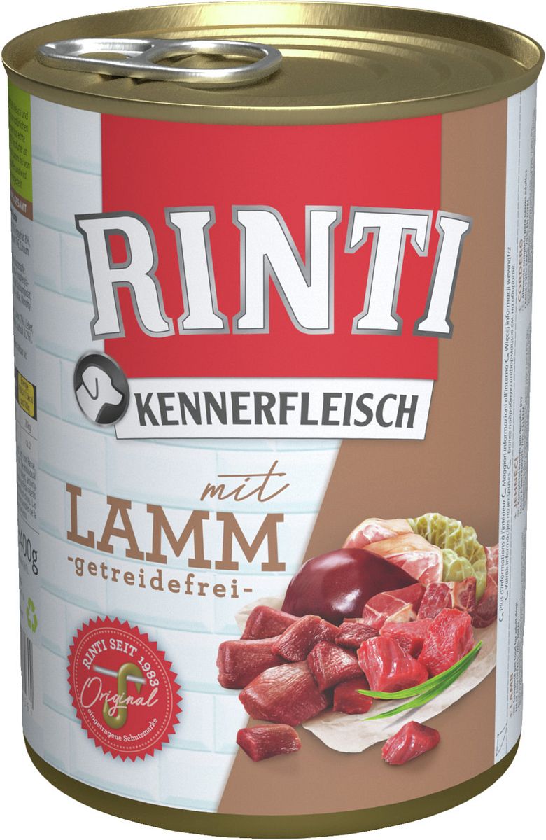 RINTI Kennerfleisch 400g Dose Hundenassfutter 24 x 400 Gramm Lamm Hundefutter - Nassfutter Produktbild
