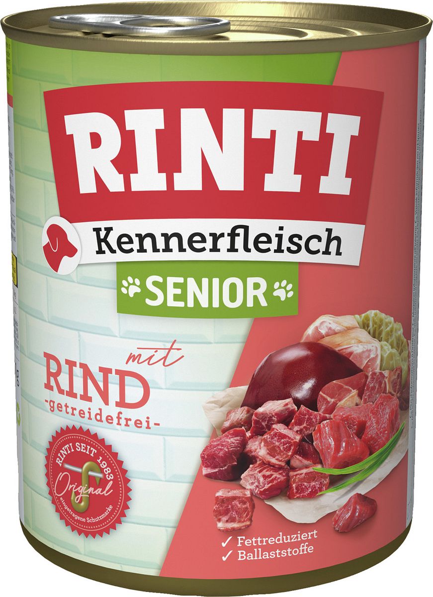 RINTI Kennerfleisch Senior 800g Dose Hundenassfutter Sparpaket 36 x 800 Gramm Rind Hundefutter - Nassfutter online kaufen