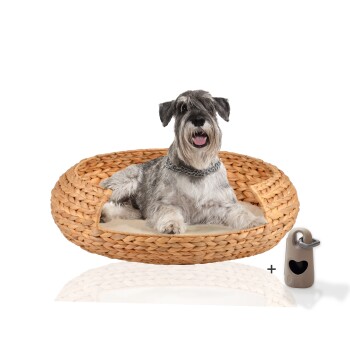 Rohrschneider ® runder Hundekorb aus geflochtener Wasserhyazinthe, Hundesofa für kleine, mittelgroße und große Hunde Hundebetten, Hundesofas, Hundekissen, Hundematten Produktbild