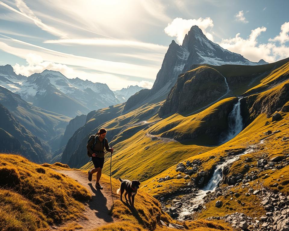Wandern mit Hund in Schweizer Alpen Wandern mit Hund in Schweizer Alpen