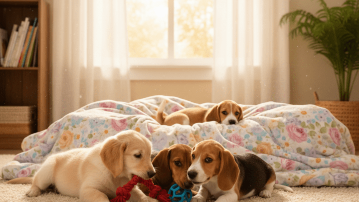 Grußbotschaft süßer Hundewelpen